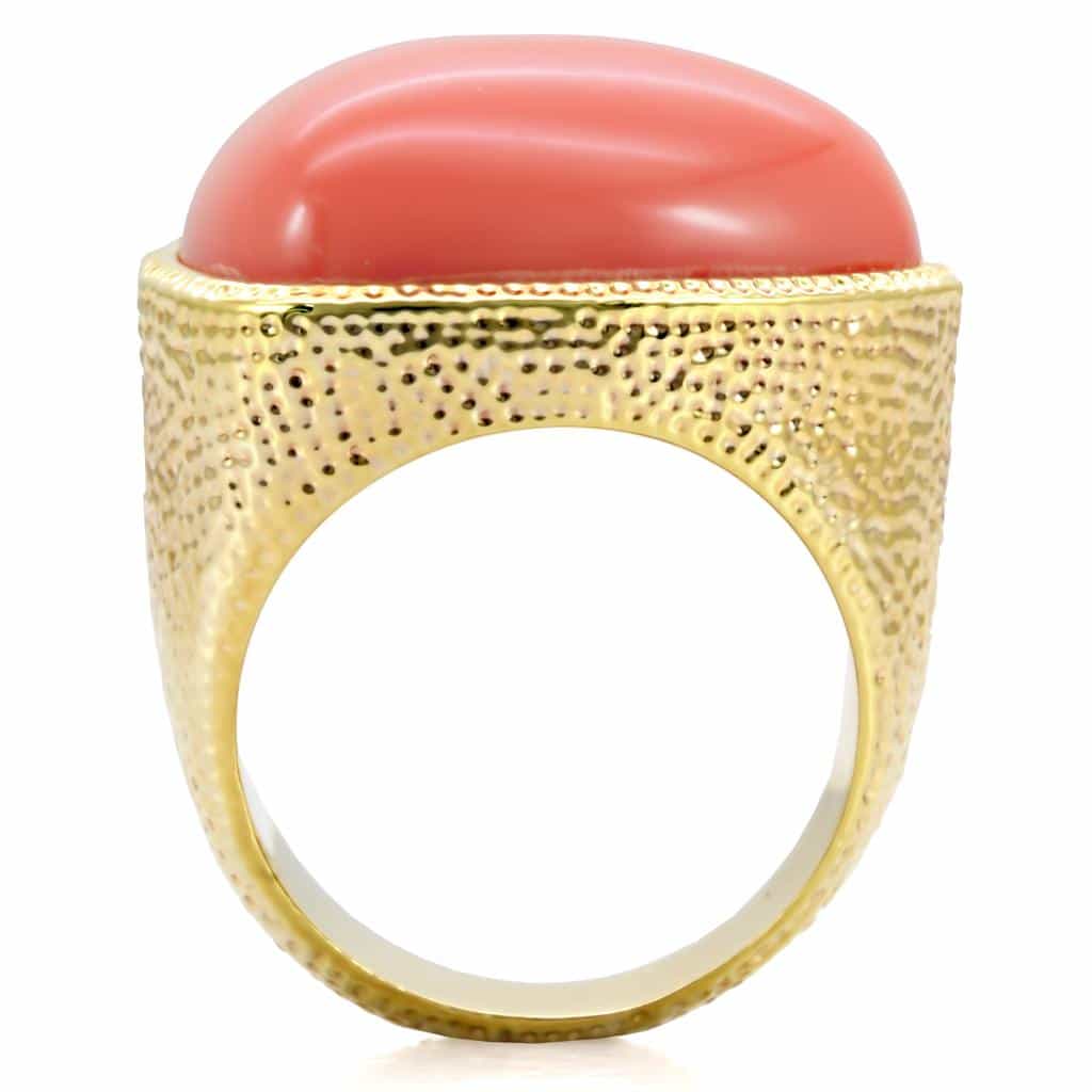 Brass Red Coral Gold Hammered Dome Ring | The Stainless Jewelry view 4