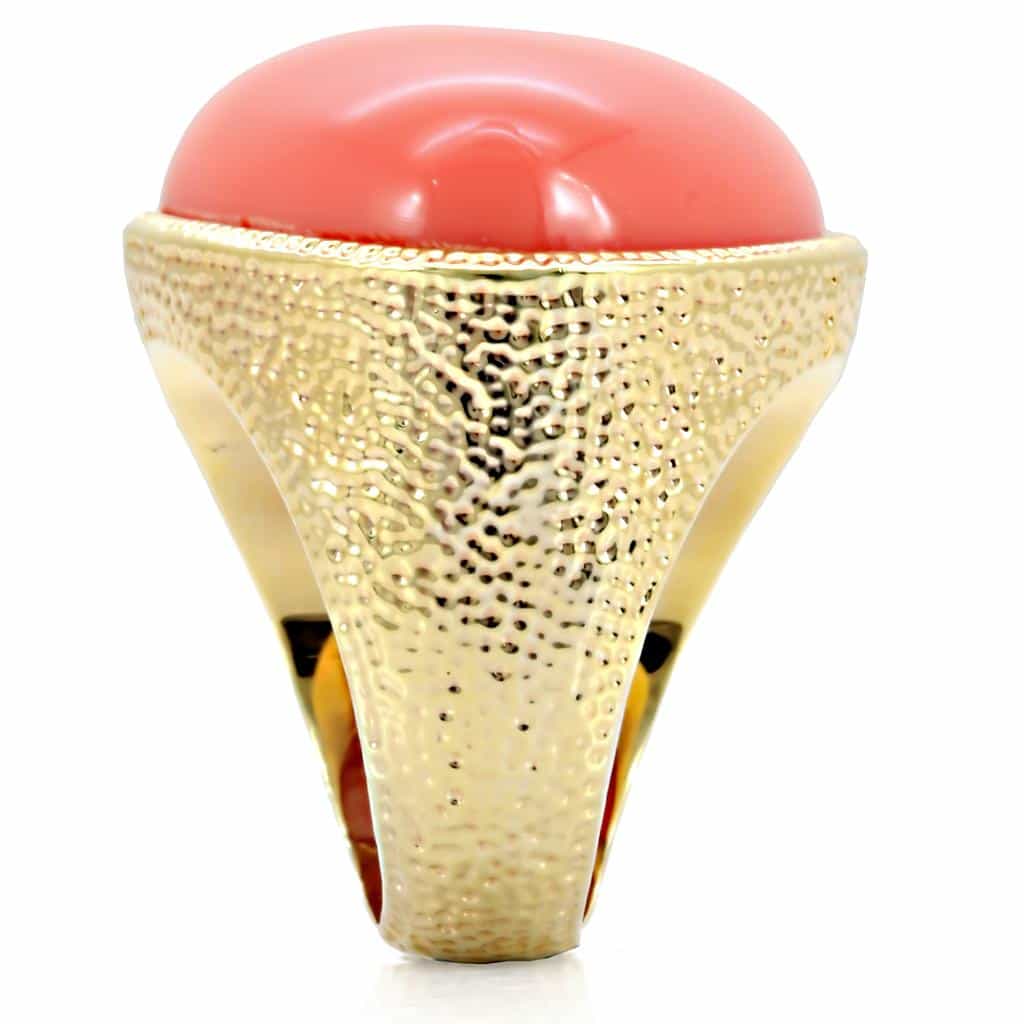 Brass Red Coral Gold Hammered Dome Ring | The Stainless Jewelry view 6