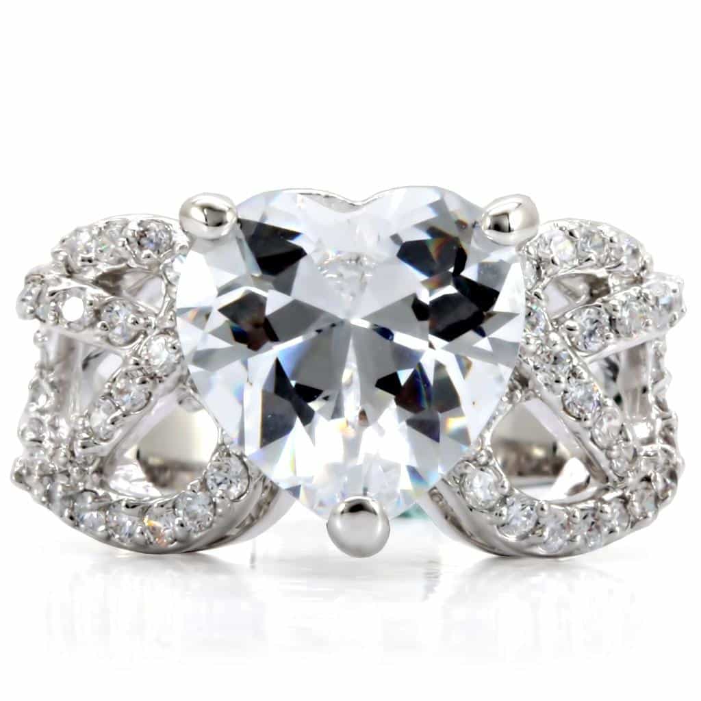 Brass CZ Oval Twist Halo Cocktail Ring | The Stainless Jewelry view 3