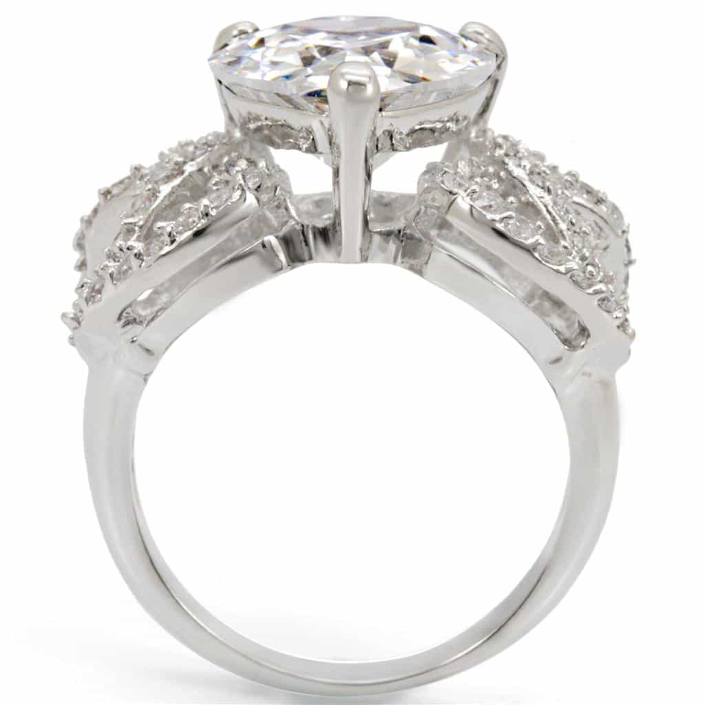 Brass CZ Oval Twist Halo Cocktail Ring | The Stainless Jewelry view 4