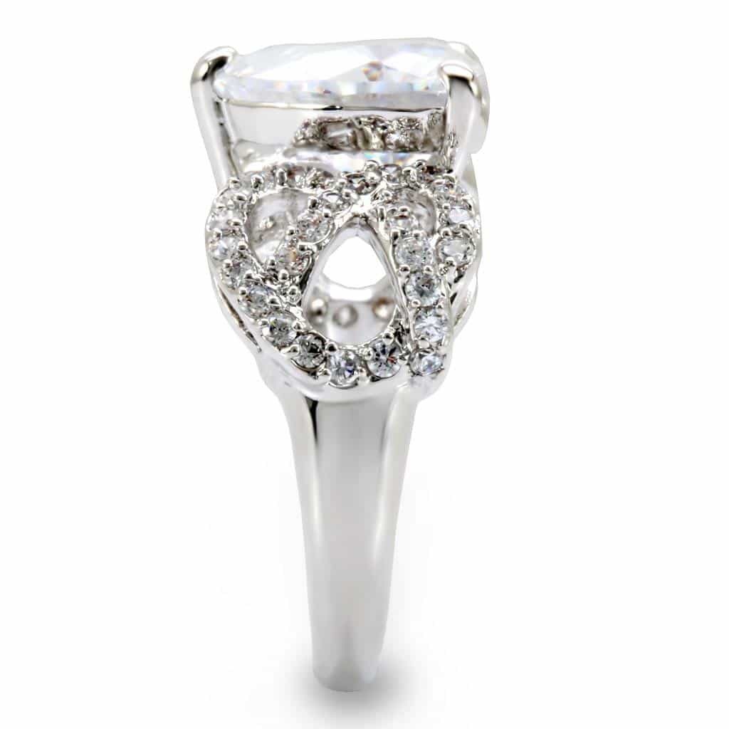 Brass CZ Oval Twist Halo Cocktail Ring | The Stainless Jewelry view 5