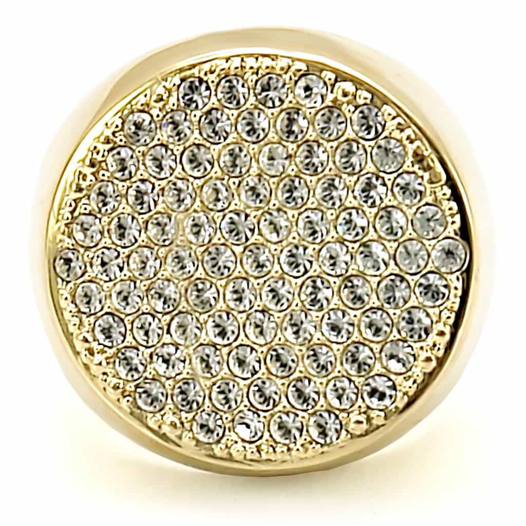 Brass Gold CZ Pavé Oval Signet Ring | The Stainless Jewelry view 3