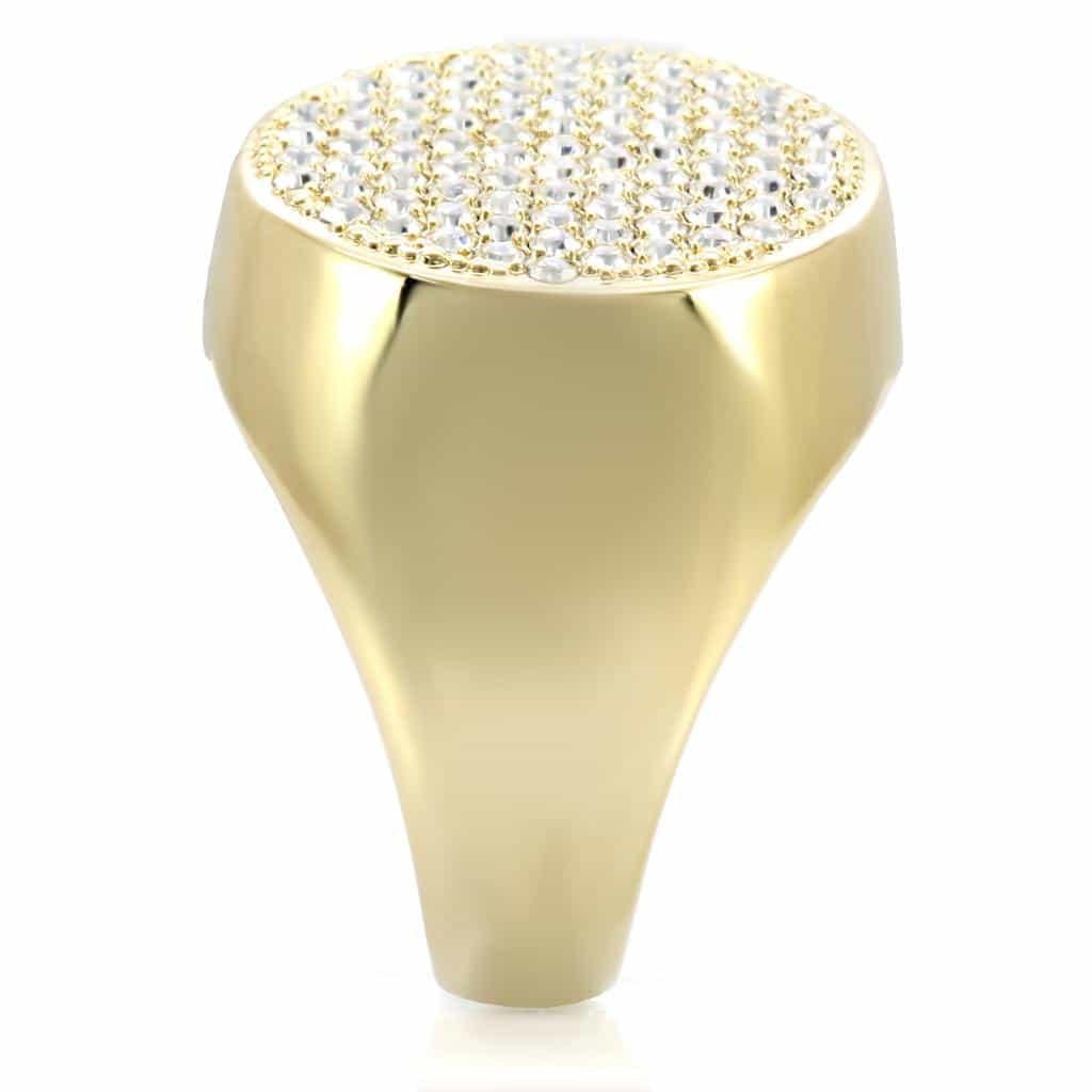 Brass Gold CZ Pavé Oval Signet Ring | The Stainless Jewelry view 5