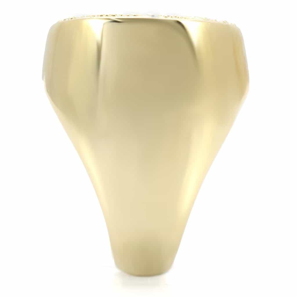 Brass Gold CZ Pavé Oval Signet Ring | The Stainless Jewelry view 6