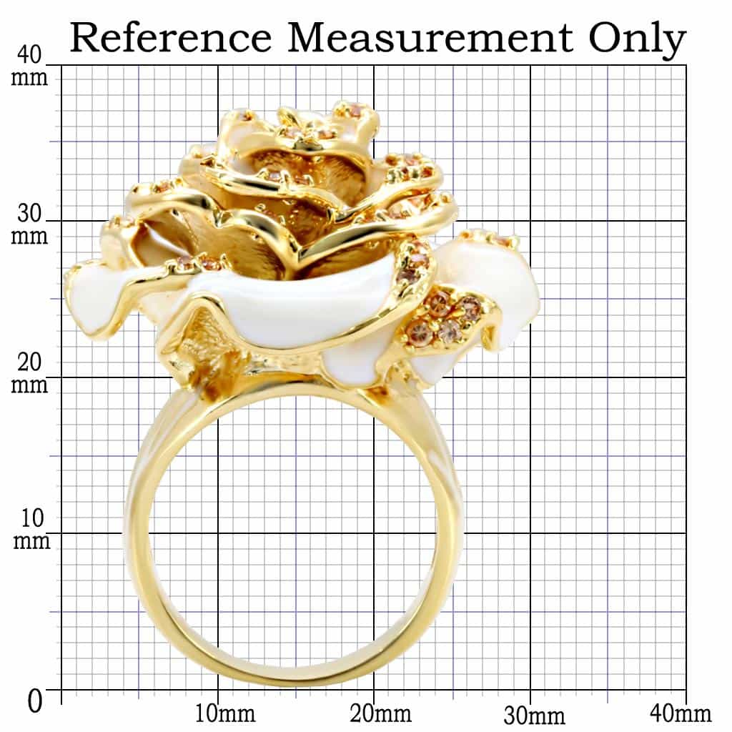 Brass White Enamel Rose Flower Ring | The Stainless Jewelry view 2