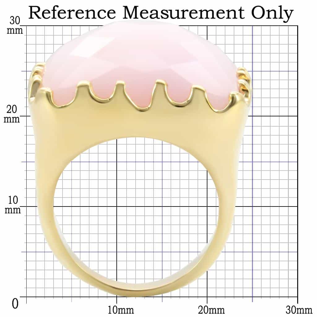 Brass Pink Rose Quartz Faceted Cushion Ring view 2