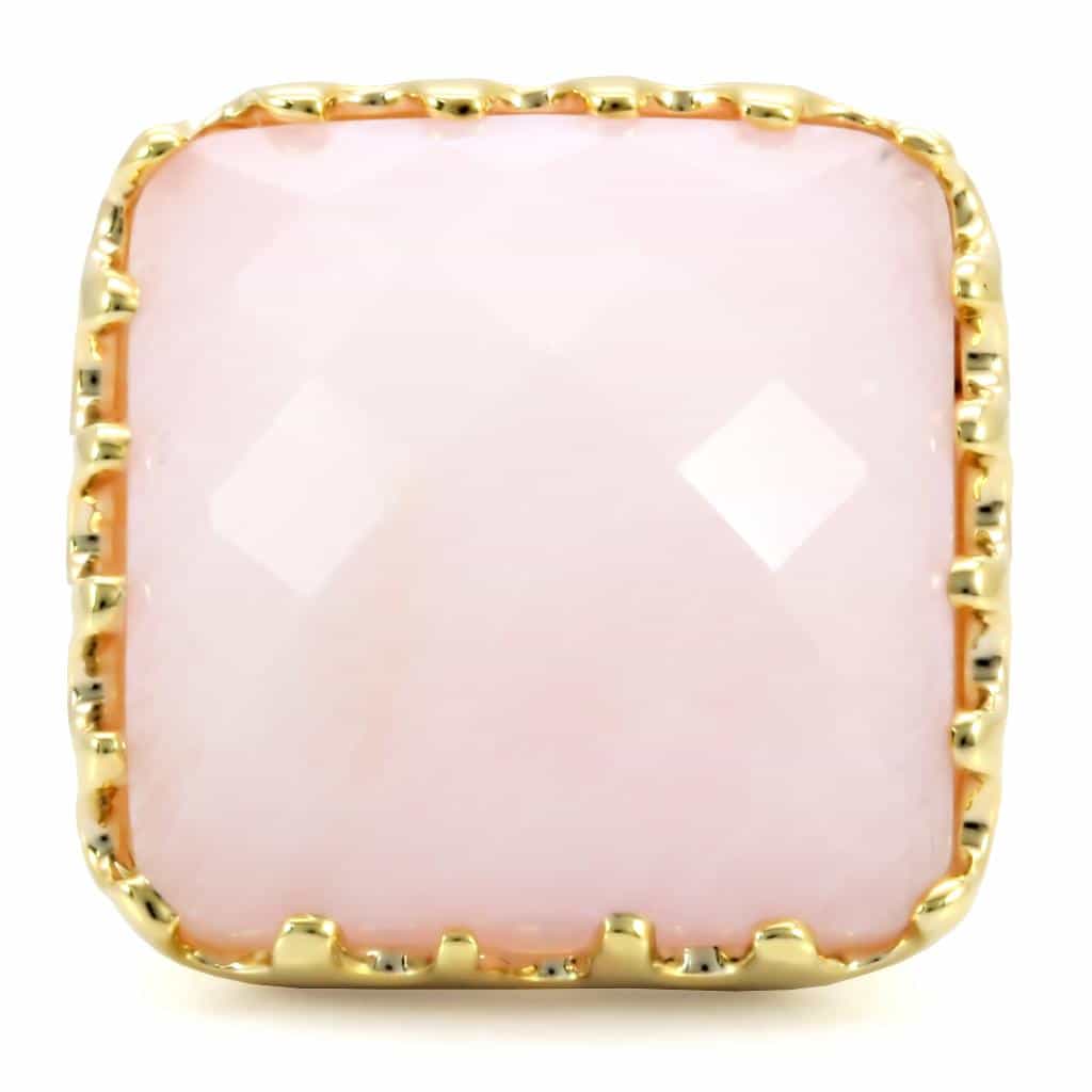 Brass Pink Rose Quartz Faceted Cushion Ring view 8