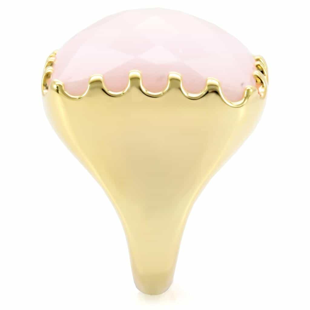 Brass Pink Rose Quartz Faceted Cushion Ring view 5