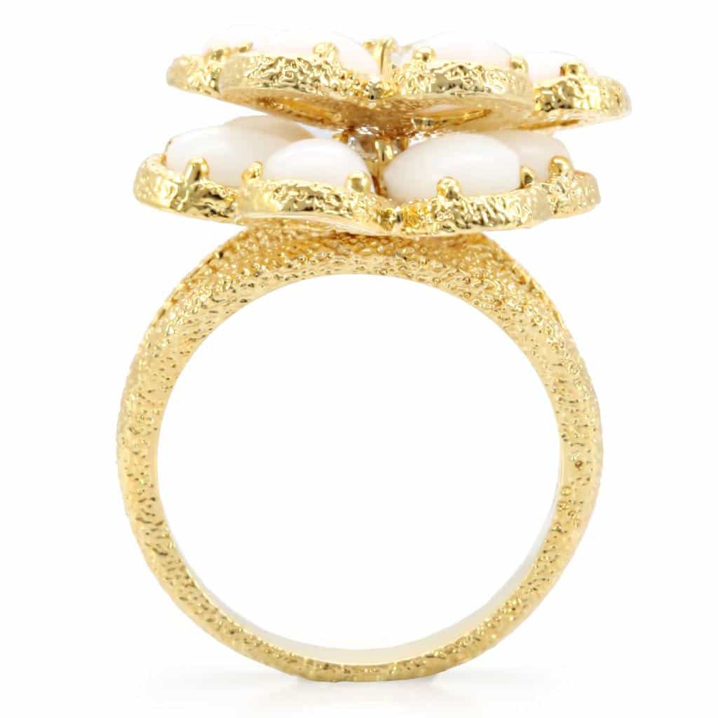 Brass Gold White Enamel Daisy Flower Ring | The Stainless Jewelry view 4