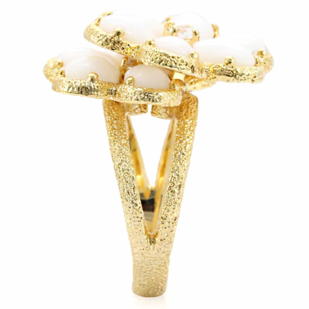 Brass Gold White Enamel Daisy Flower Ring | The Stainless Jewelry view 5