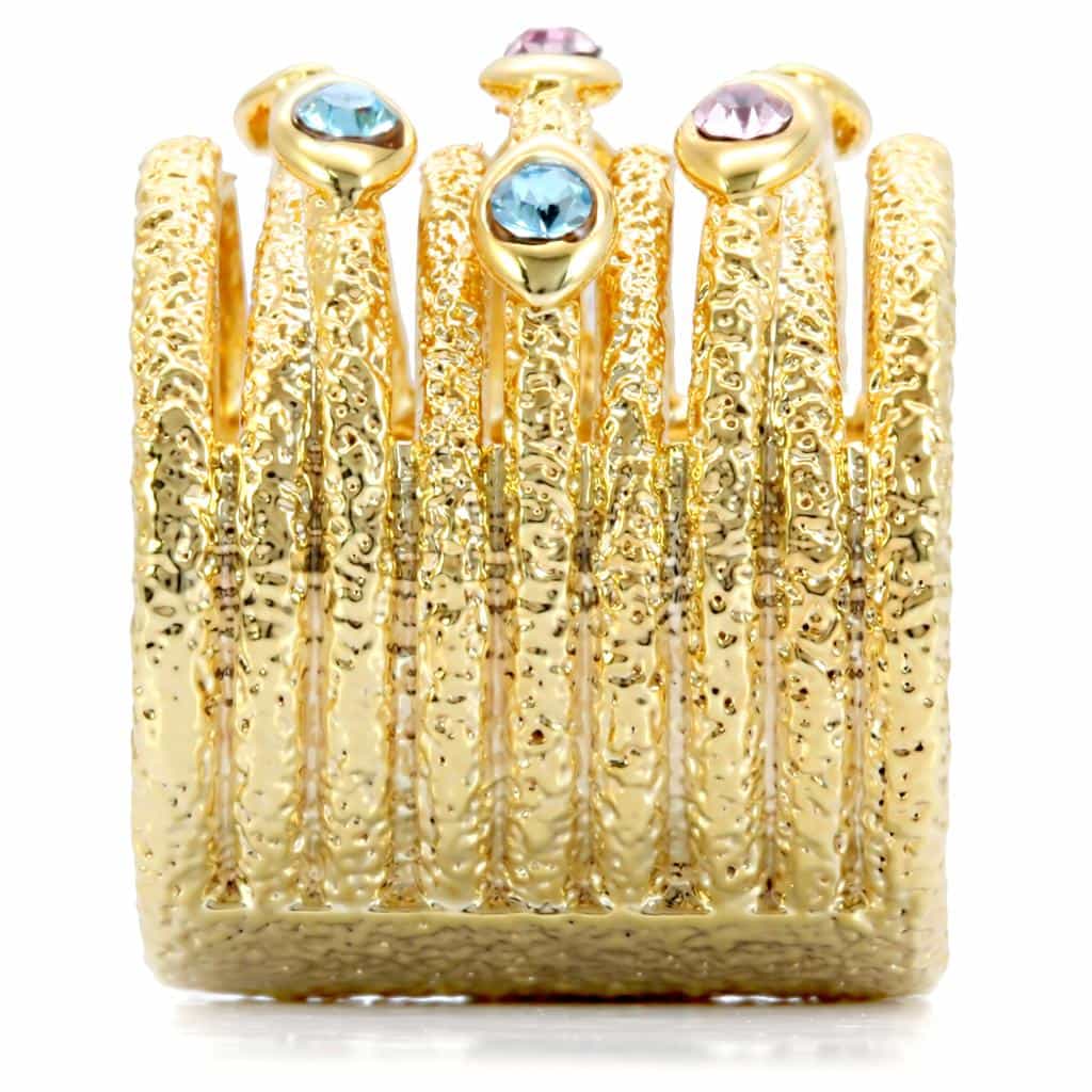 Brass Gold Multi-Color Crystal Textured Band Ring view 5