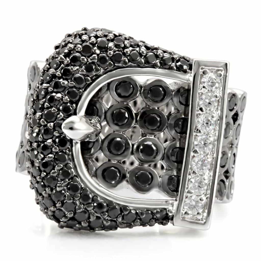 Brass Black CZ Buckle Ring | The Stainless Jewelry view 3