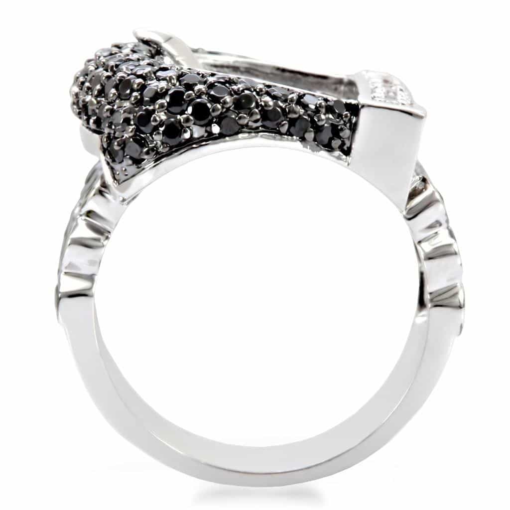 Brass Black CZ Buckle Ring | The Stainless Jewelry view 4
