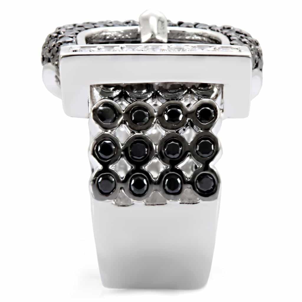 Brass Black CZ Buckle Ring | The Stainless Jewelry view 5