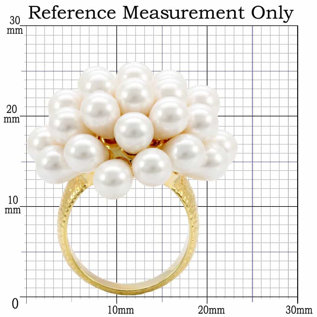 Brass White Pearl Cluster Ball Ring | The Stainless Jewelry view 2