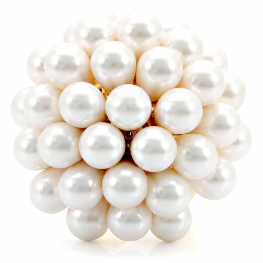 Brass White Pearl Cluster Ball Ring | The Stainless Jewelry view 8