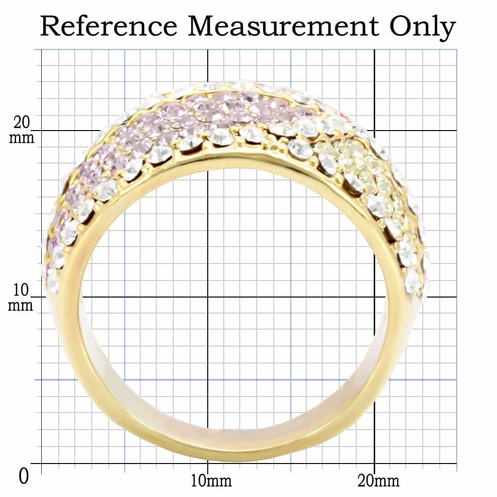 Brass Pink Crystal Lips Dome Ring | The Stainless Jewelry view 2