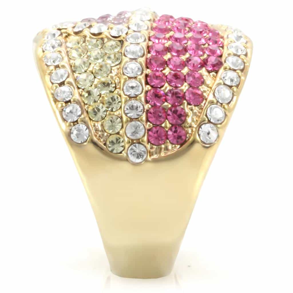 Brass Pink Crystal Lips Dome Ring | The Stainless Jewelry view 5