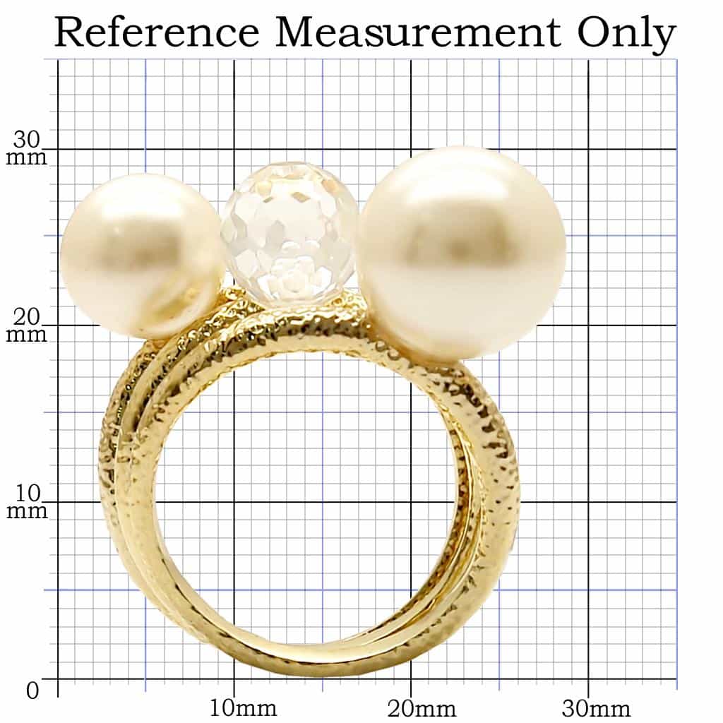 Brass Gold Pearl CZ Stacking Set Ring | The Stainless Jewelry view 7