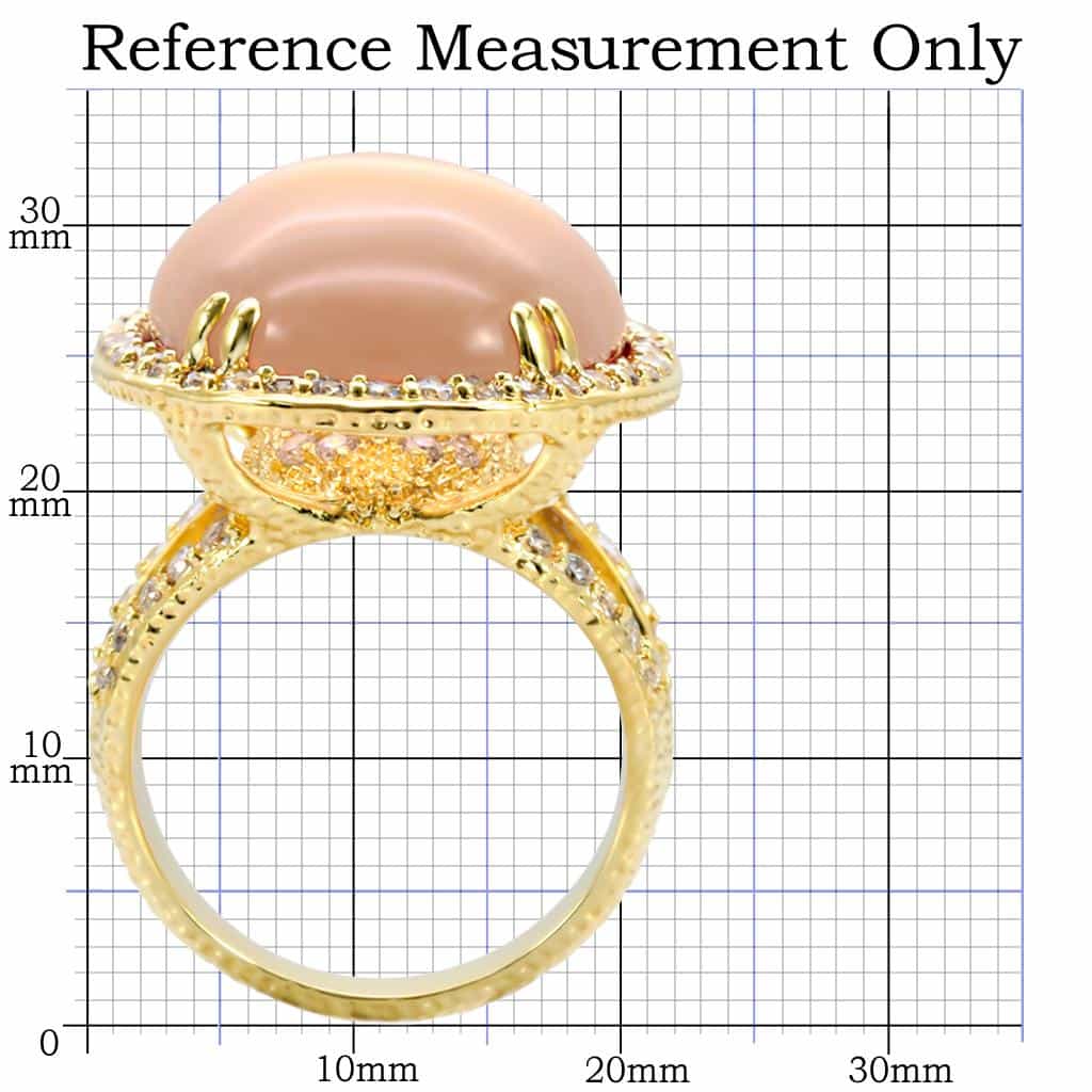 Brass Peach Cabochon CZ Halo Ring | The Stainless Jewelry view 7