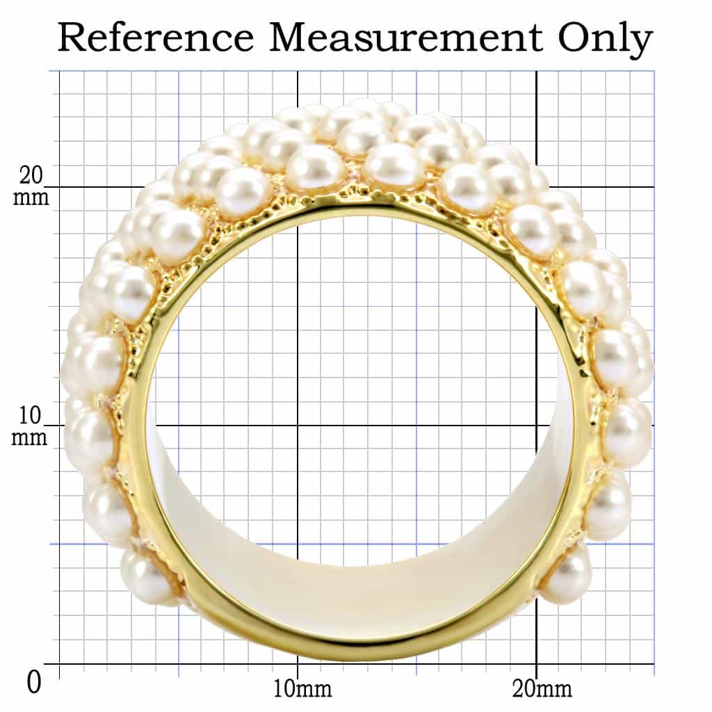 Brass Gold Pearl Cluster Wide Band Ring | The Stainless Jewelry view 2