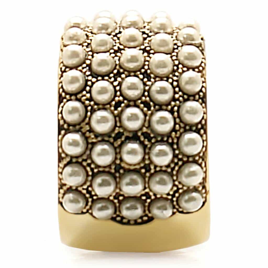 Brass Gold Pearl Cluster Wide Band Ring | The Stainless Jewelry view 5