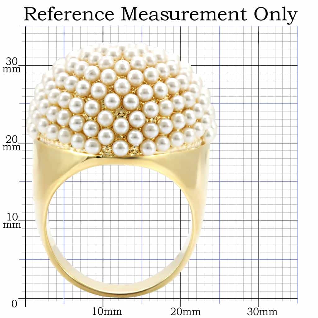 Brass Gold Pearl Cluster Dome Ring | The Stainless Jewelry view 7