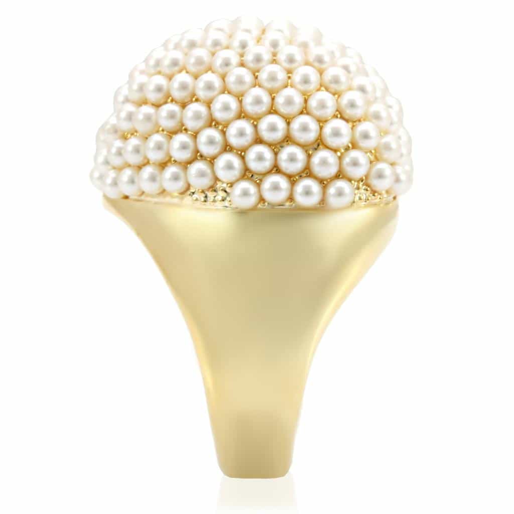 Brass Gold Pearl Cluster Dome Ring | The Stainless Jewelry view 10