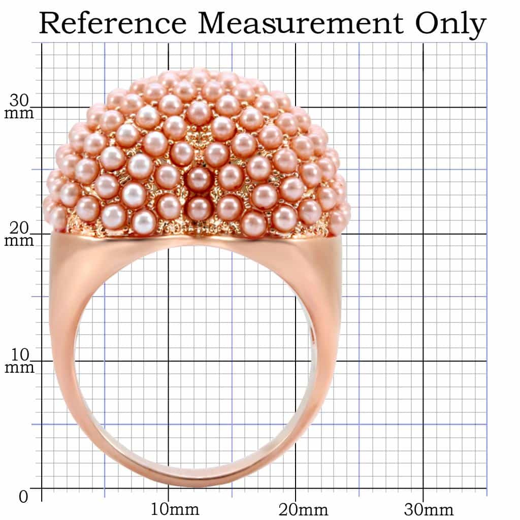 Brass Rose Pink Pearl Cluster Ball Ring | The Stainless Jewelry view 7