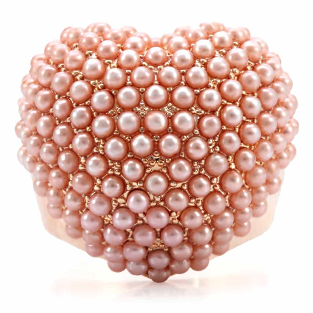 Brass Rose Pink Pearl Cluster Ball Ring | The Stainless Jewelry view 8