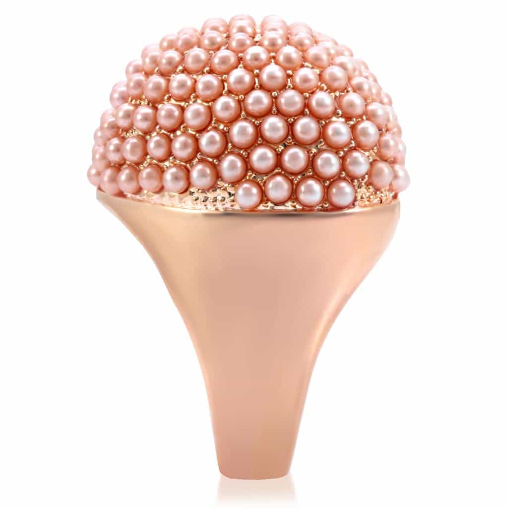 Brass Rose Pink Pearl Cluster Ball Ring | The Stainless Jewelry view 10