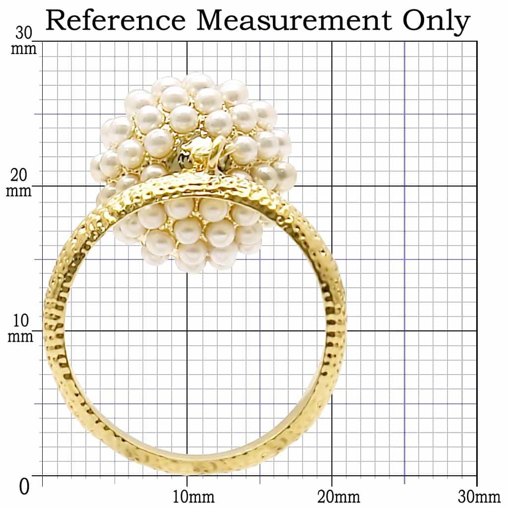 Brass Gold Pearl Cluster Open Band Ring | The Stainless Jewelry view 2