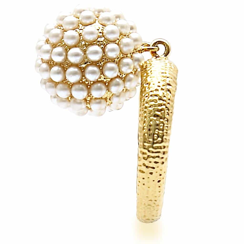 Brass Gold Pearl Cluster Open Band Ring | The Stainless Jewelry view 5
