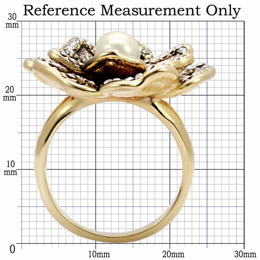 Brass Pearl Rose Flower Ring | The Stainless Jewelry view 2