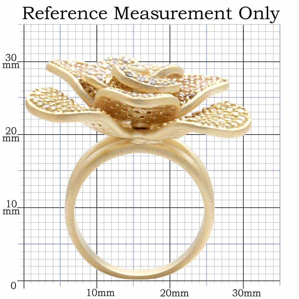Brass Champagne CZ Pave Flower Ring | The Stainless Jewelry view 9