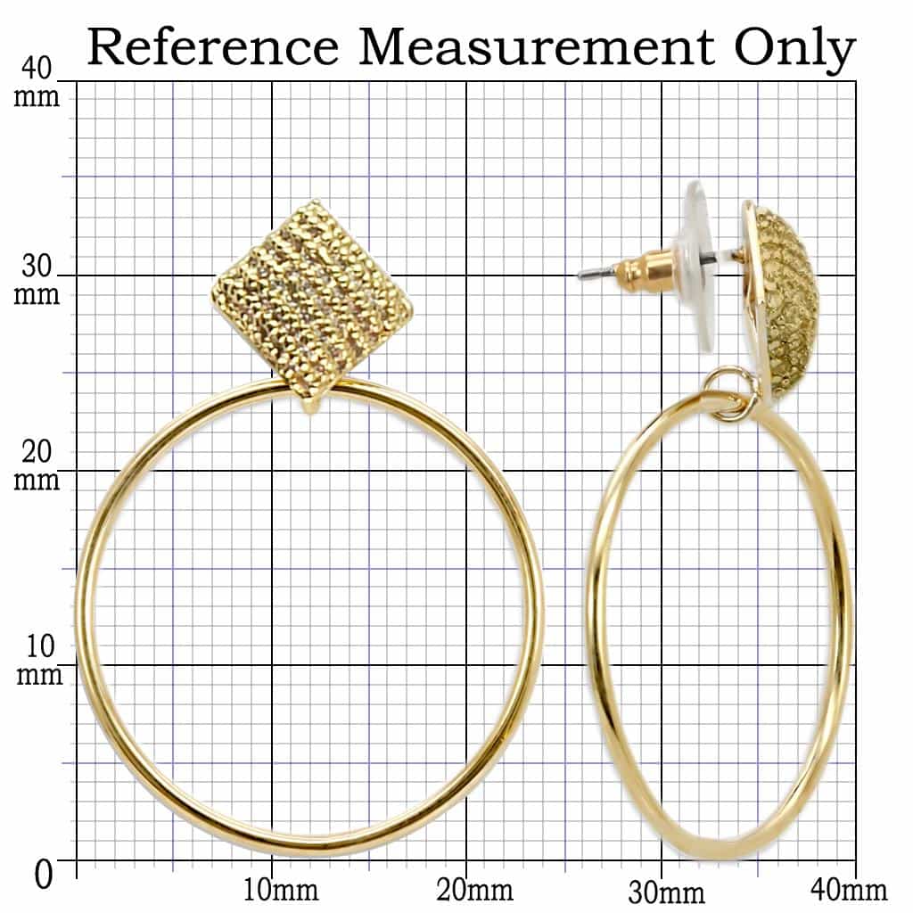 Brass Gold Mesh Square Hoop Earrings | The Stainless Jewelry view 2