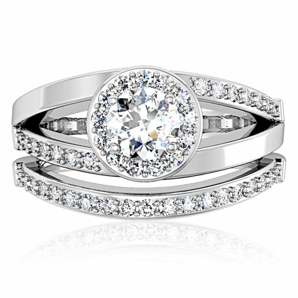 Brass CZ Round Halo Bridal Set Ring | The Stainless Jewelry view 3