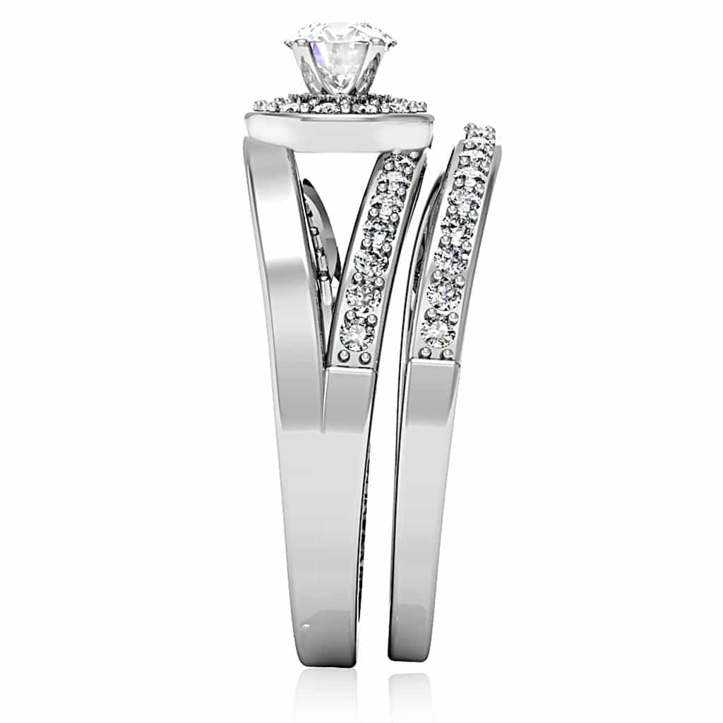 Brass CZ Round Halo Bridal Set Ring | The Stainless Jewelry view 10