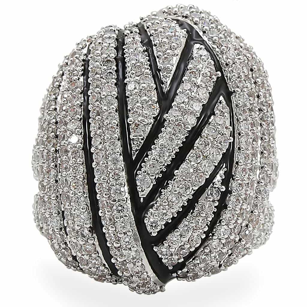 Brass CZ Pavé Zebra Stripe Dome Ring | The Stainless Jewelry view 3