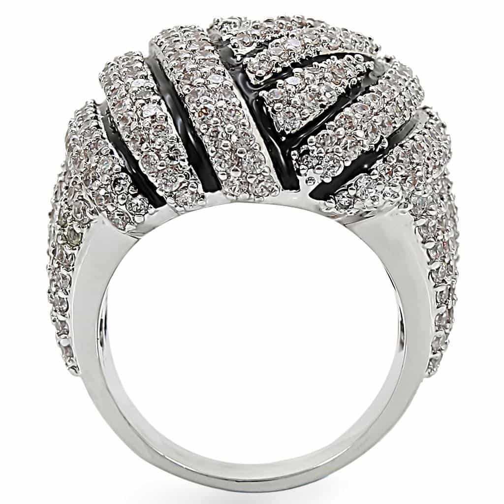 Brass CZ Pavé Zebra Stripe Dome Ring | The Stainless Jewelry view 4