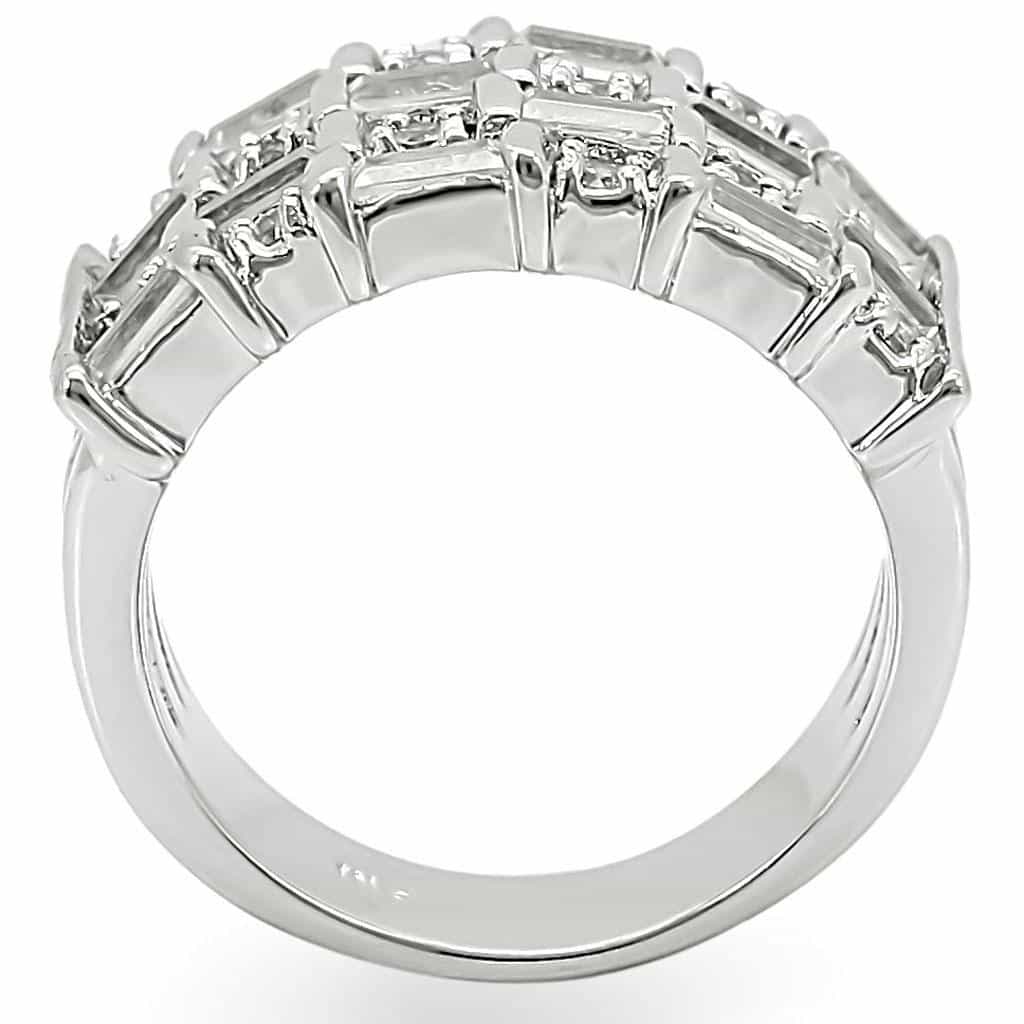Brass CZ Baguette Basket Weave Wide Band Ring view 4