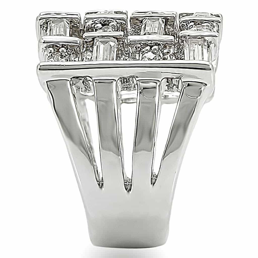 Brass CZ Baguette Basket Weave Wide Band Ring view 5