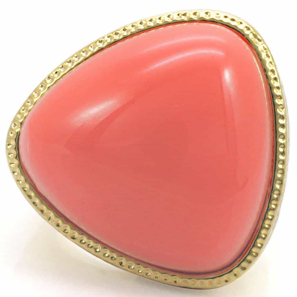 Brass Red Coral Gold Hammered Dome Ring | The Stainless Jewelry view 3