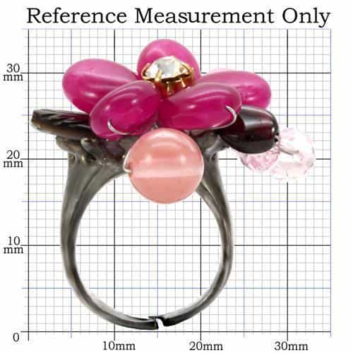 Brass Pink Pearl Bead Flower Wire Cocktail Ring view 2