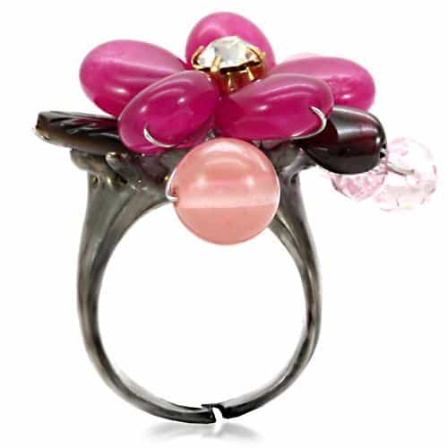 Brass Pink Pearl Bead Flower Wire Cocktail Ring view 11