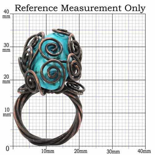 Brass Copper Turquoise Wire Spiral Cocktail Ring view 9