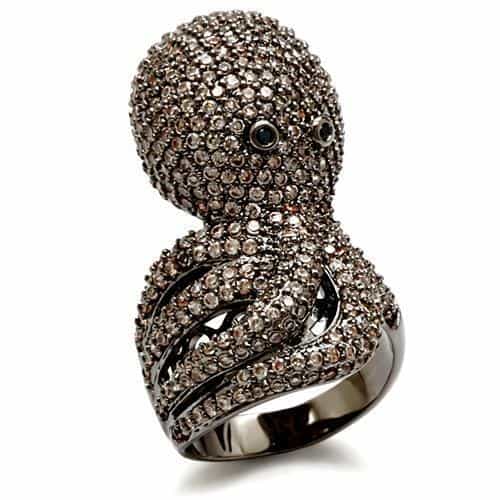 Brass Crystal Parrot Ring | The Stainless Jewelry view 1