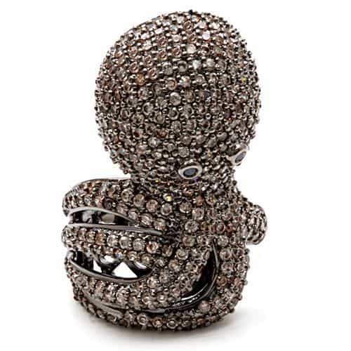 Brass Crystal Parrot Ring | The Stainless Jewelry view 2