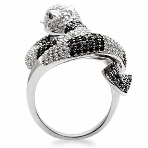 Brass Black White CZ Snake Ring | The Stainless Jewelry view 5