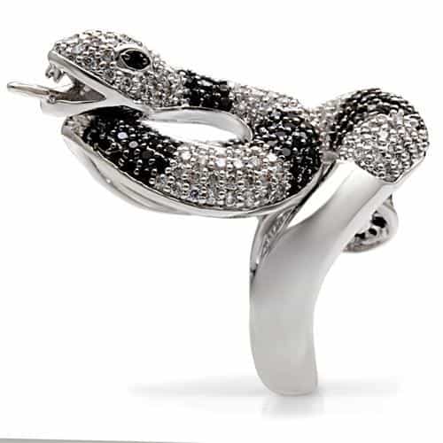 Brass Black White CZ Snake Ring | The Stainless Jewelry view 6